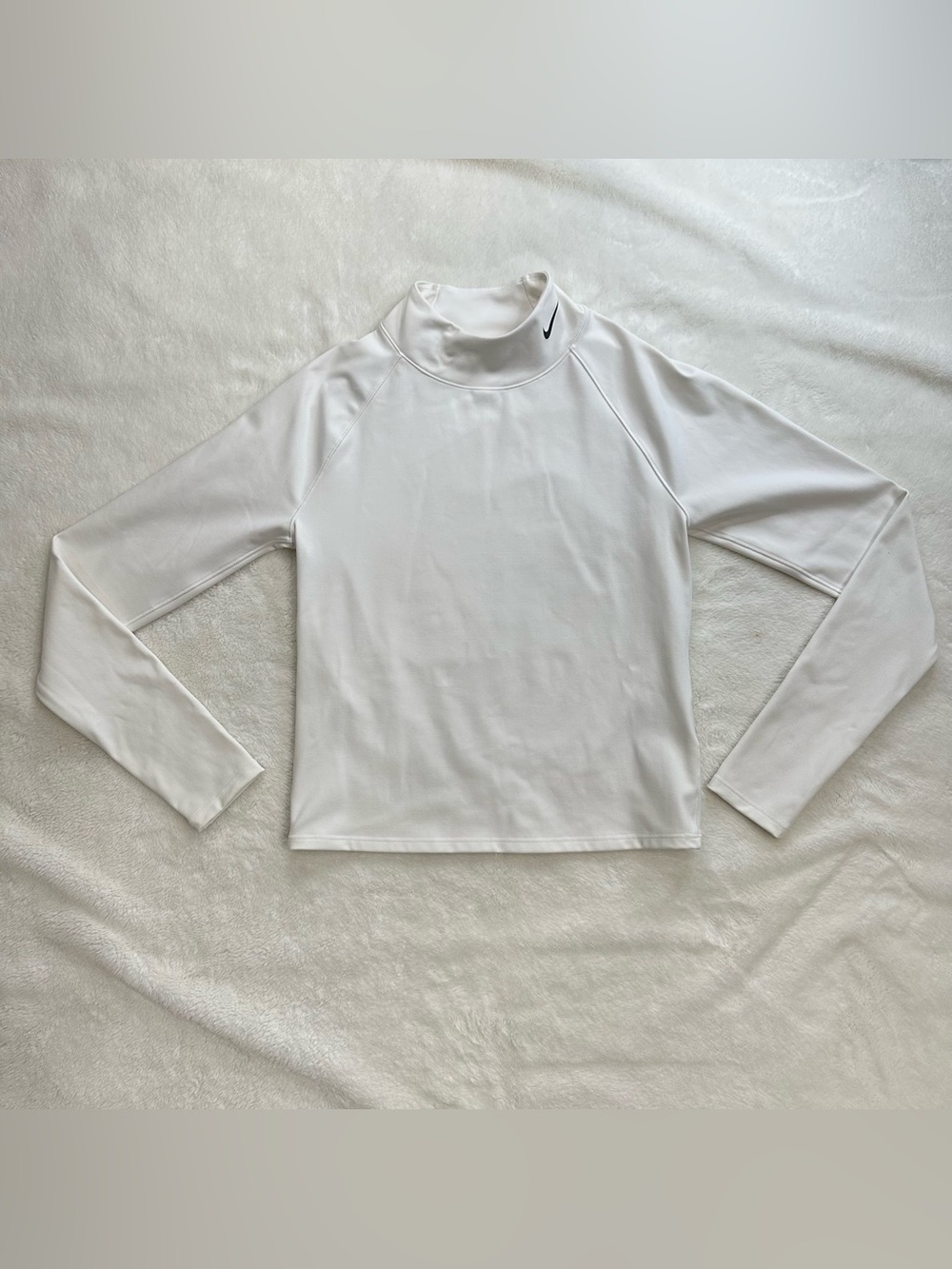 Nike Pro Women's Dri-FIT Mock Neck Long Sleeve Training Top White Medium